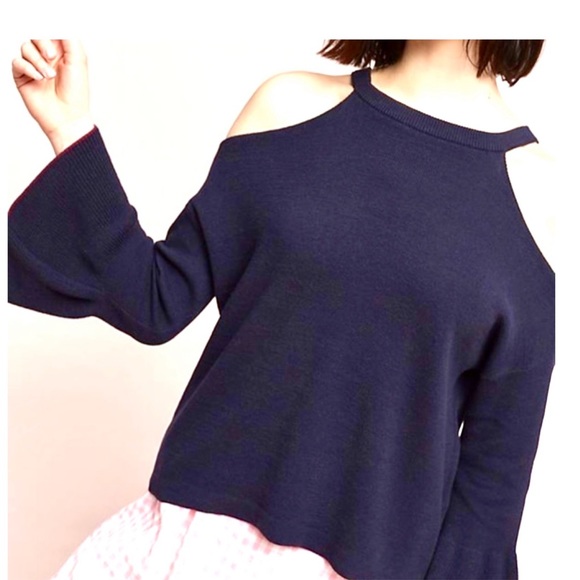Anthropologie Sweaters - Anthropologie Knitted & Knotted Navy Sweater M